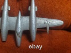 Vintage WWII U. S. Army Air Force P-38 Airplane Aluminum Trench Art! USAAF