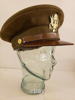 Vintage WWII U. S. Army Officers Air Corps Air Force Named Crusher Cap Dated 1942