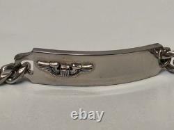 Vintage WWII U. S. Pilot Army Air Corps Air Force Silver ID Bracelet Sweetheart