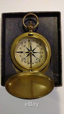 Vintage Waltham Ww II Us Army Air Force Brass Pocket Compass With Box 9117