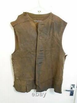 Vintage Ww2 British Army Air Borne Distressed Leather Jerkin Jacket Size M