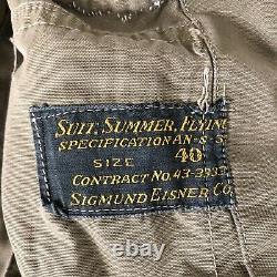 Vintage Ww2 Wwii Sigmund Eisner Flight Suit Summer Army Air Force Conmar Sz 40