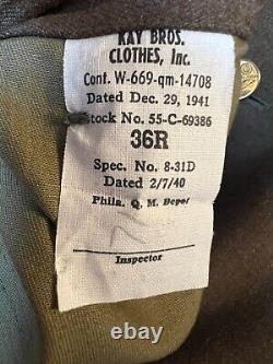 Vintage Wwii 1941 Army Dress Uniform Jacket Far East Air Force Command 38r