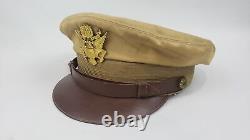 Vintage Wwii Bancroft Usaaf Us Army Air Officers Military Visor Crusher Cap Hat