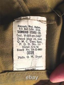 Vintage Wwii Us Wool Overcoat Military Army Air Corps Force 1942 Ww2 Uniform 36r