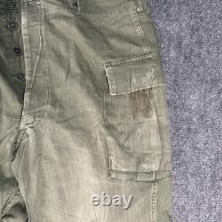 Vtg 1940s WWII US Army Air Force M43 HBT Cargo Pants W38 L32 13 Star Button RARE