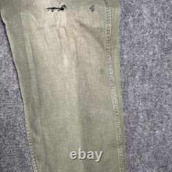 Vtg 1940s WWII US Army Air Force M43 HBT Cargo Pants W38 L32 13 Star Button RARE
