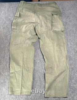 Vtg 1940s WWII US Army Air Force M43 HBT Cargo Pants W38 L32 13 Star Button RARE
