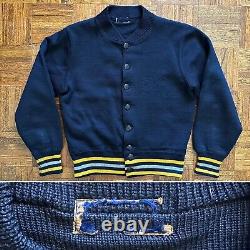 Vtg 1943 West Point Cadet Black Wool Cardigan Sweater Army Air Force 40s WWII