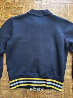 Vtg 1943 West Point Cadet Black Wool Cardigan Sweater Army Air Force 40s WWII
