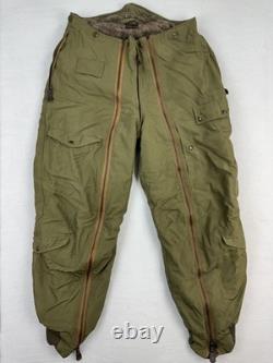 Vtg ARMY AIR FORCES WWII Type A-11 Flight Pants Mens 34 Green Bomber Shearling