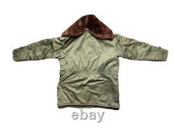 Vtg B-9 Parka Military Jacket 50s 60s Size 46 WWII Army Air Force Deck Fur Hood