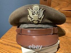 Vtg Militaria WW2 Era US Army Air Corps Officer Cap Bancroft's Zephyr Fur Felt