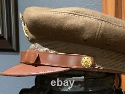 Vtg Militaria WW2 Era US Army Air Corps Officer Cap Bancroft's Zephyr Fur Felt