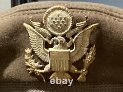 Vtg Militaria WW2 Era US Army Air Corps Officer Cap Bancroft's Zephyr Fur Felt