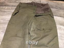 Vtg WW2 WWII US Air Army Force Type A-10 Winter Flight Bibs Pants OG Size 38