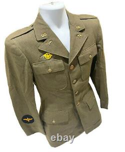 Vtg WWII 1940s US Army Air Force Cadet Dress Military Uniform Mens Jacket 36L