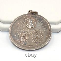 Vtg WWII Army Navy Land Air Sea Sterling St Christopher Protect US Pendant LLC4