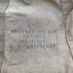Vtg WWII Aviator's Kit Bag AN6505-1 2 Zippers Military US Army Air Force USAF
