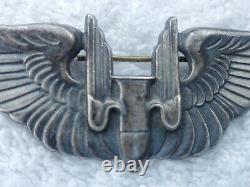 Vtg WWII US Army Air Corps Aerial Gunner Wings 3 Sterling Pin Marked Militaria