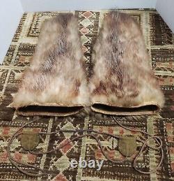 Vtg WWII US Army Air Corps Arctic Fox Fur Gauntlet Gloves Size L-XL Mens