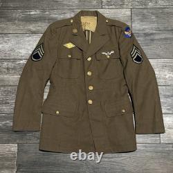 Vtg Wwii Usaaf Army Air Forces Staff Sergeant Wings Pin Patches Wool Jacket 39-s