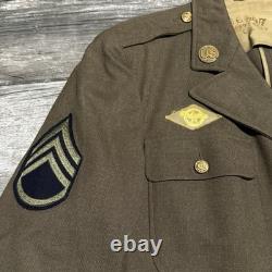 Vtg Wwii Usaaf Army Air Forces Staff Sergeant Wings Pin Patches Wool Jacket 39-s