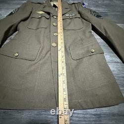 Vtg Wwii Usaaf Army Air Forces Staff Sergeant Wings Pin Patches Wool Jacket 39-s