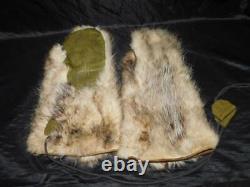 WW2 1941 Nome Alaska US Army Air Corps Fur Mittens Size L Green Leather Palm 40s