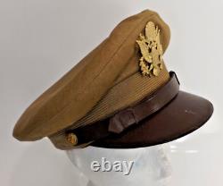 WW2 1946 US Army Air Corps Military Officers Khaki Visor service Cap size 7