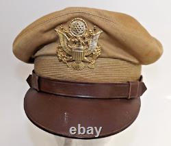 WW2 1946 US Army Air Corps Military Officers Khaki Visor service Cap size 7