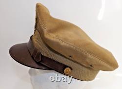 WW2 1946 US Army Air Corps Military Officers Khaki Visor service Cap size 7