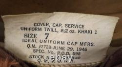 WW2 1946 US Army Air Corps Military Officers Khaki Visor service Cap size 7