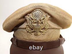 WW2 1946 US Army Air Corps Military Officers Khaki Visor service Cap size 7