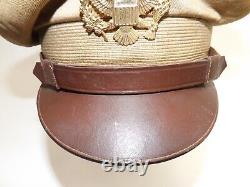 WW2 1946 US Army Air Corps Military Officers Khaki Visor service Cap size 7
