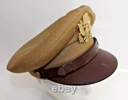 WW2 1946 US Army Air Corps Military Officers Khaki Visor service Cap size 7