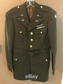 WW2 Army 8th Air Force Officers Dress Jacket USSAF Medals Patch Sterling Wings