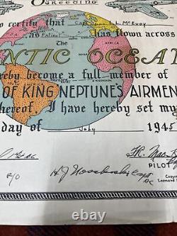 WW2 Army Air Corp Certificate Pilot B-54E Navigator Medical Patient 1945 Fdk2