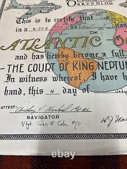 WW2 Army Air Corp Certificate Pilot B-54E Navigator Medical Patient 1945 Fdk2
