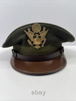 WW2 Army Air Corp Officers Crusher Visor Hat Cap Size 6-7/8 withbadge (1942)