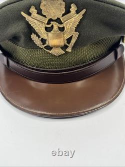 WW2 Army Air Corp Officers Crusher Visor Hat Cap Size 6-7/8 withbadge (1942)