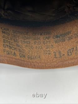 WW2 Army Air Corp Officers Crusher Visor Hat Cap Size 6-7/8 withbadge (1942)