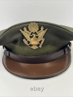 WW2 Army Air Corp Officers Crusher Visor Hat Cap Size 6-7/8 withbadge (1942)