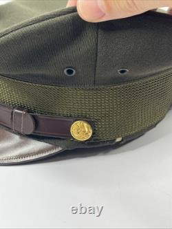 WW2 Army Air Corp Officers Crusher Visor Hat Cap Size 6-7/8 withbadge (1942)