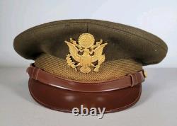 WW2 Army Air Corps Officers Crusher Visor Cap Badge NAMED DATED 1945 Captain