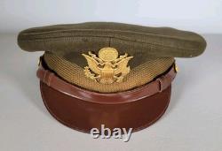 WW2 Army Air Corps Officers Crusher Visor Cap Badge NAMED DATED 1945 Captain