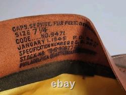 WW2 Army Air Corps Officers Crusher Visor Cap Badge NAMED DATED 1945 Captain