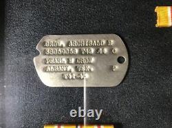 WW2 Army Air Corps Veteran Medal Display Case with Dog Tags