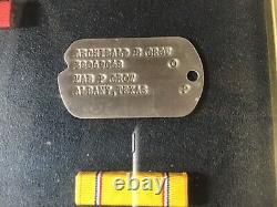 WW2 Army Air Corps Veteran Medal Display Case with Dog Tags