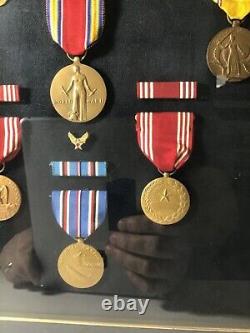 WW2 Army Air Corps Veteran Medal Display Case with Dog Tags